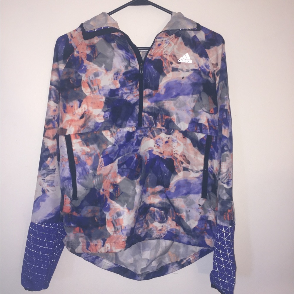 Adidas Climalite Women blue orange black Windbreaker Jacket size M